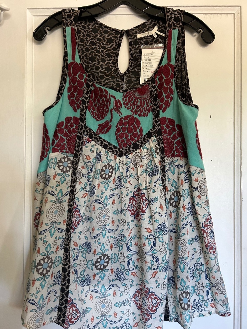 NWT - ANTHROPOLOGIE FLOREAT SLEEVELESS TOP, MULTICOLOR, SIZE 10  ADORABLE
